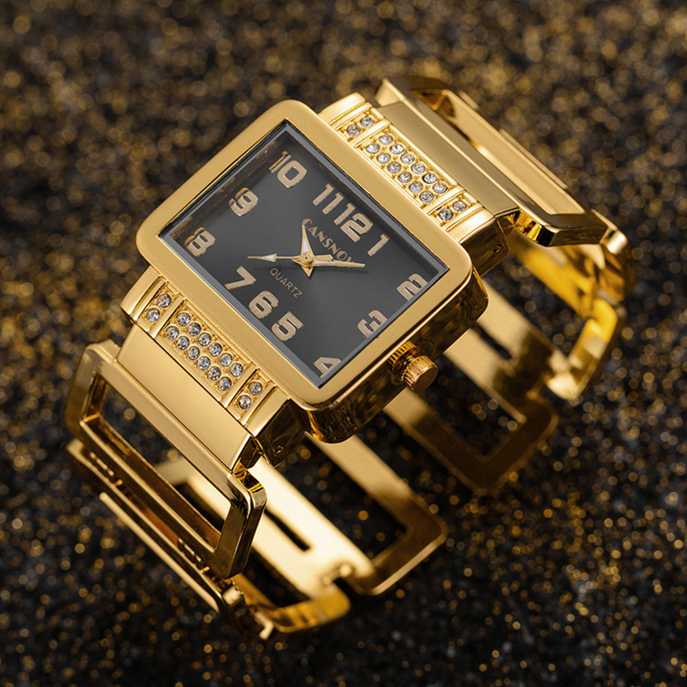 Jewelry Watches Gold - Cansnow Dikdörtgen Bayanlar Kol Saati Altın