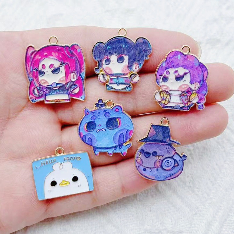 Drop Earrings - 10 adet Karikatür Anime Kolye Yağ