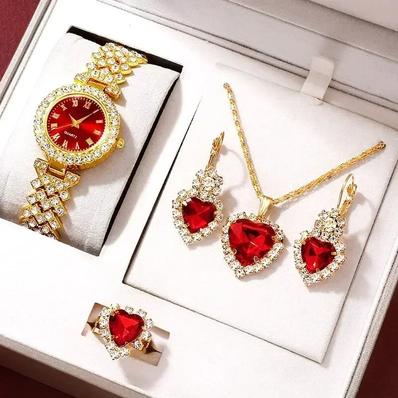 Jewelry Clasp Watches - Altın Lüks Saat Kadın Yüzük Kolye