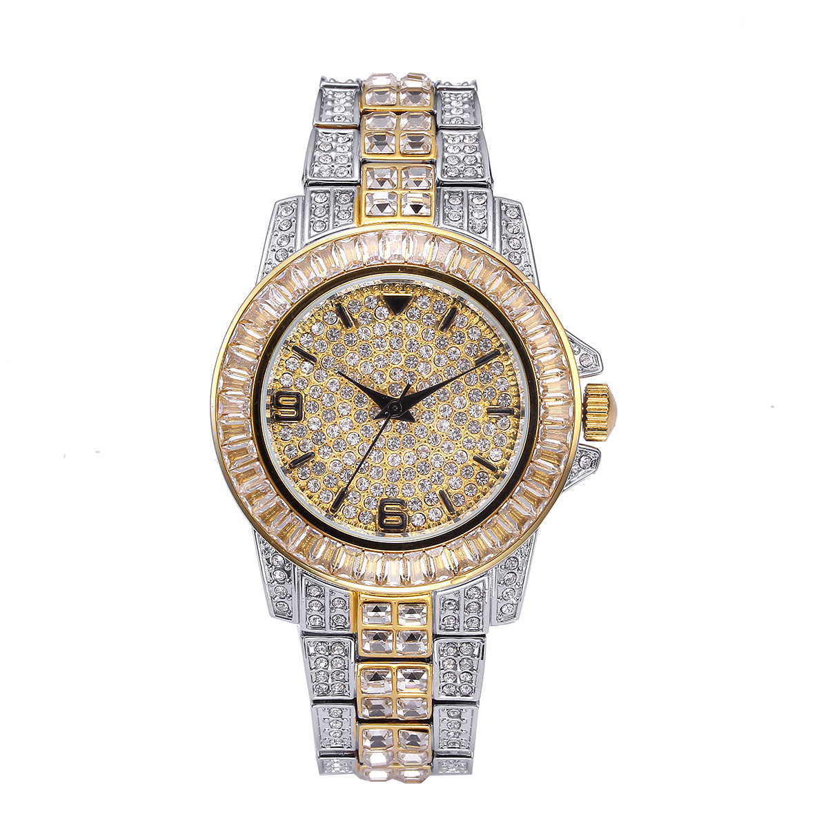 Jewelry Clasp Watches - Lüks Tam Taş Kuvars Saatler Erkekler