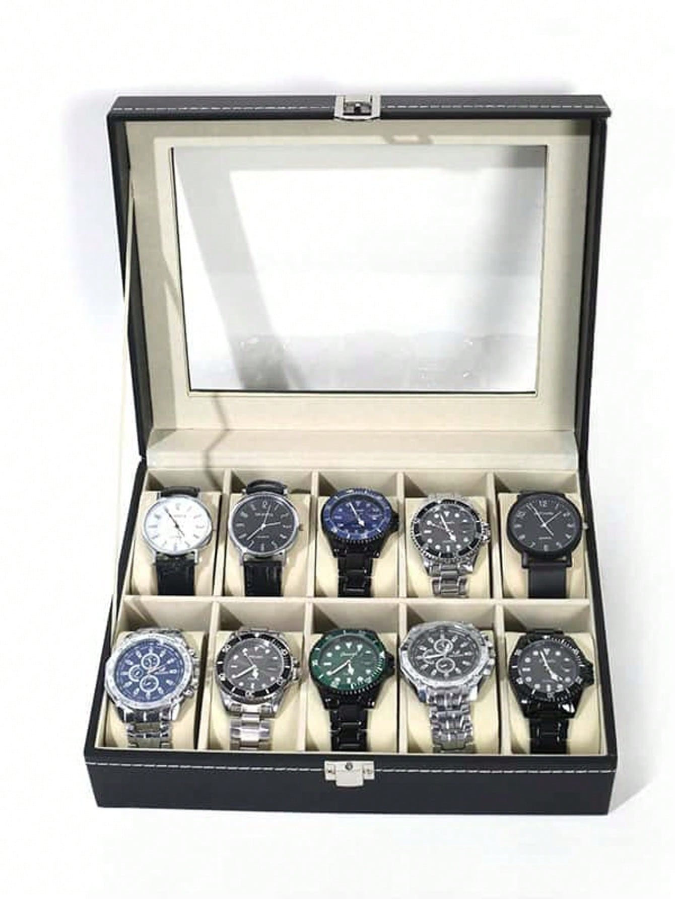 Jewelry Stores Watches - Kilitli Deri Saat Kutusu, Büyük Kapasiteli