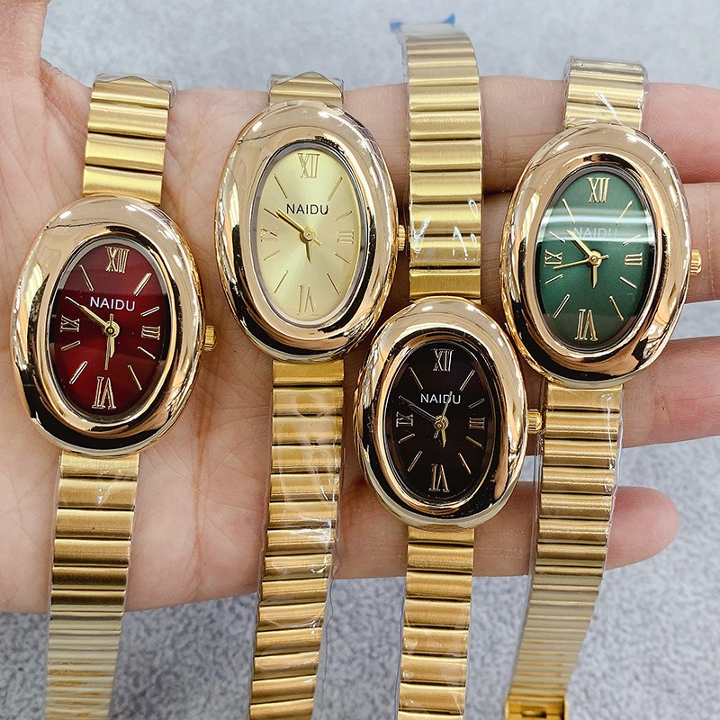 Jewelry Watches Gold - Lüks Marka Altın Oval Kadın Kuvars