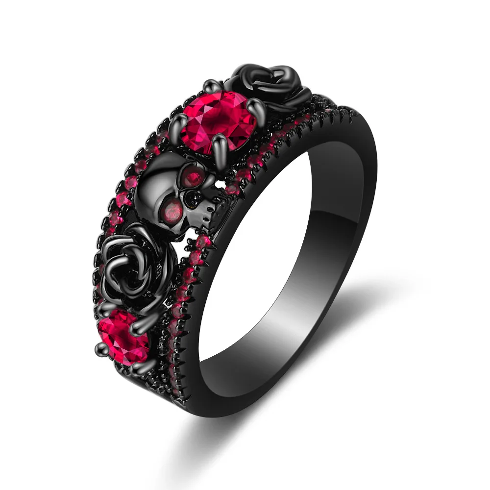 Retro punk kafatası çiçek galv - Gothic Skull Ring incelemesi ve fiyatı