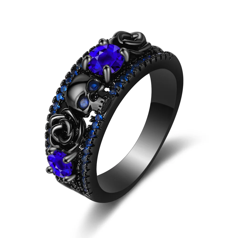 Retro punk kafatası çiçek galv - Gothic Skull Ring incelemesi ve fiyatı