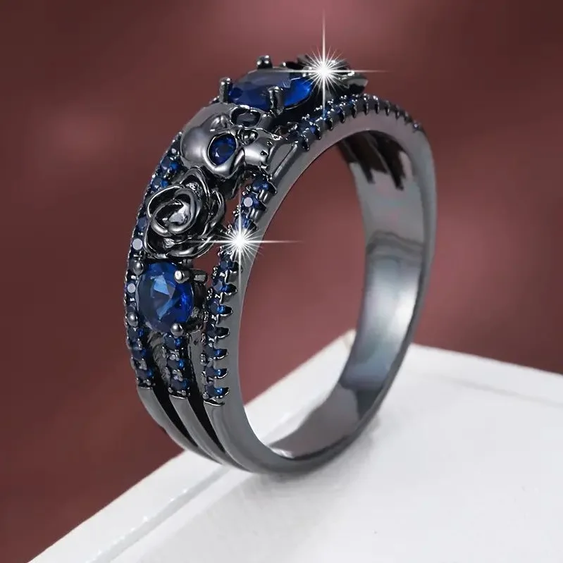 Retro punk kafatası çiçek galv - Gothic Skull Ring incelemesi ve fiyatı