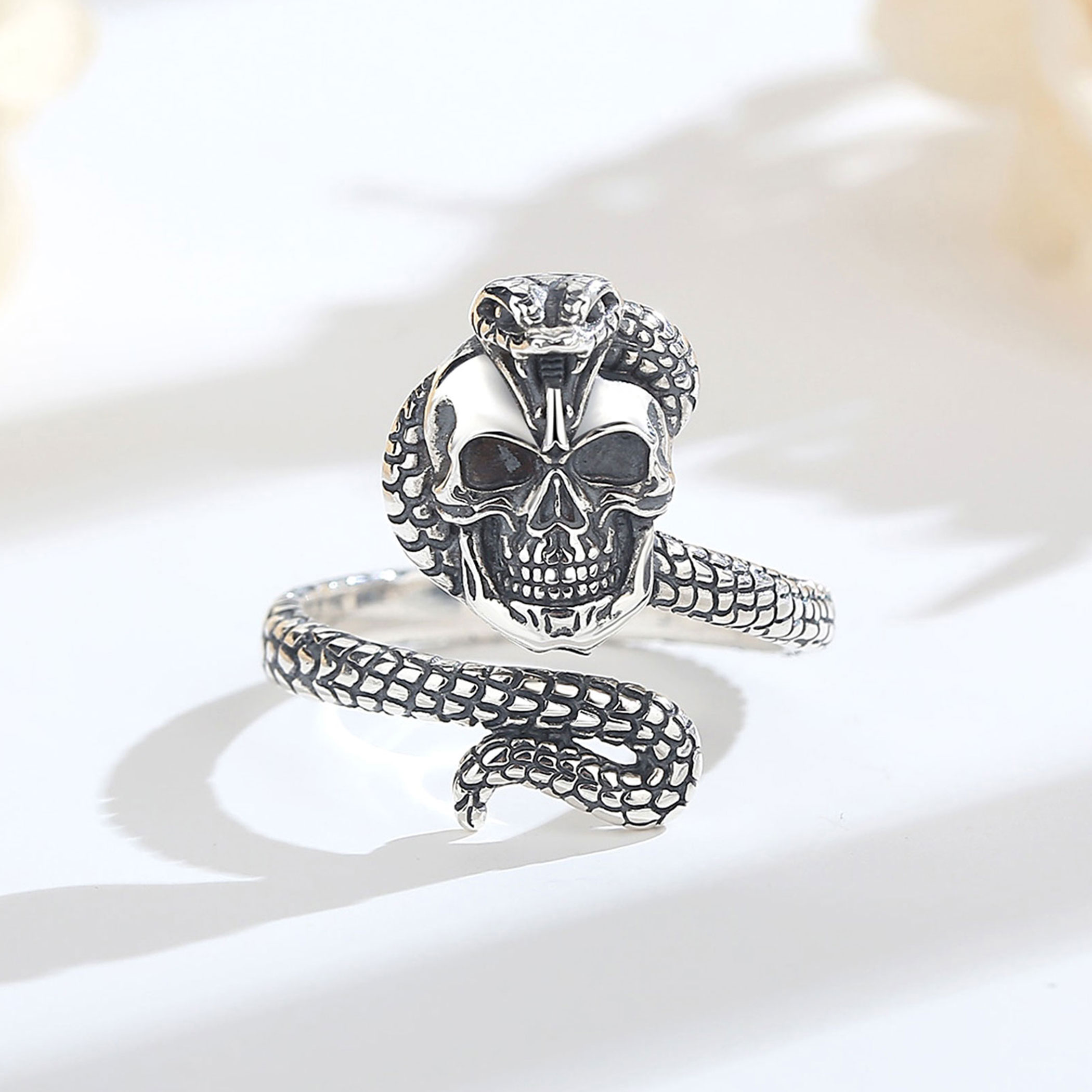 Eudora 925 Ayar Gümüş Yılan Ka - Gothic Skull Ring incelemesi ve fiyatı