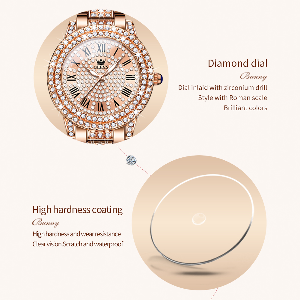 OLEVS 9943 Lüks Tüm Elmas Orij - Jewelry Watches Gold incelemesi ve fiyatı