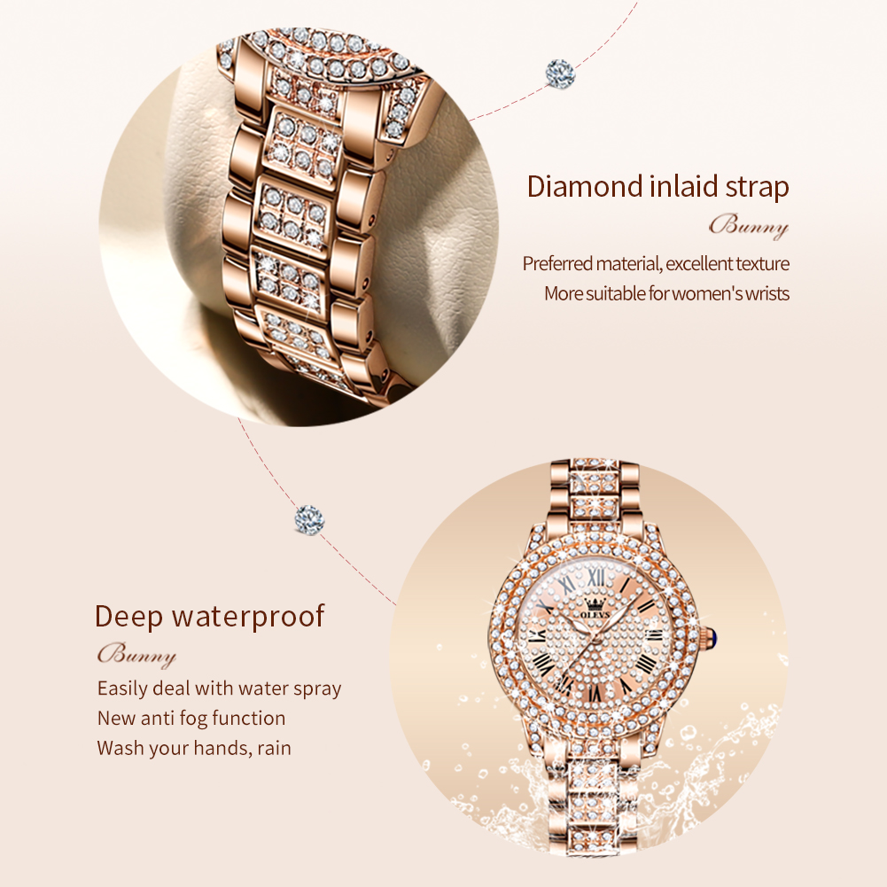 OLEVS 9943 Lüks Tüm Elmas Orij - Jewelry Watches Gold incelemesi ve fiyatı